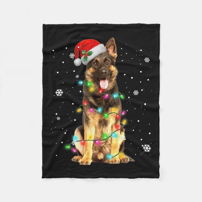 German Shepherd Dog Tree Christmas Sweater Xmas Do Fleecedecke (Vorderseite)