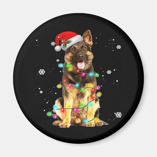 German Shepherd Dog Tree Christmas Sweater Xmas Do Magnet (Vorne)