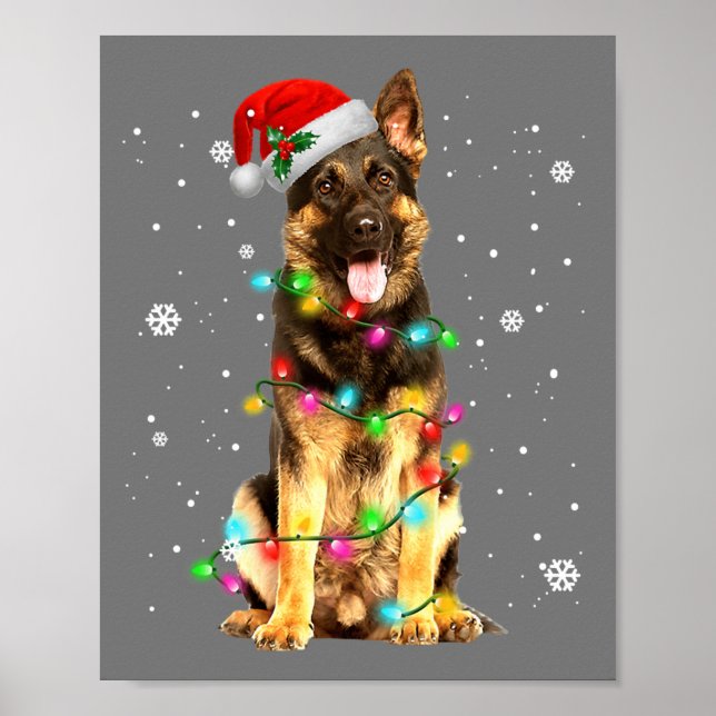 German Shepherd Dog Tree Christmas Sweater Xmas Do Poster (Vorne)