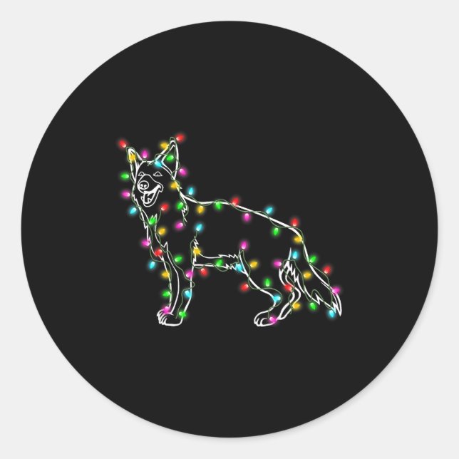 German Shepherd Dog Tree Christmas Sweater Xmas Do Runder Aufkleber (Vorderseite)