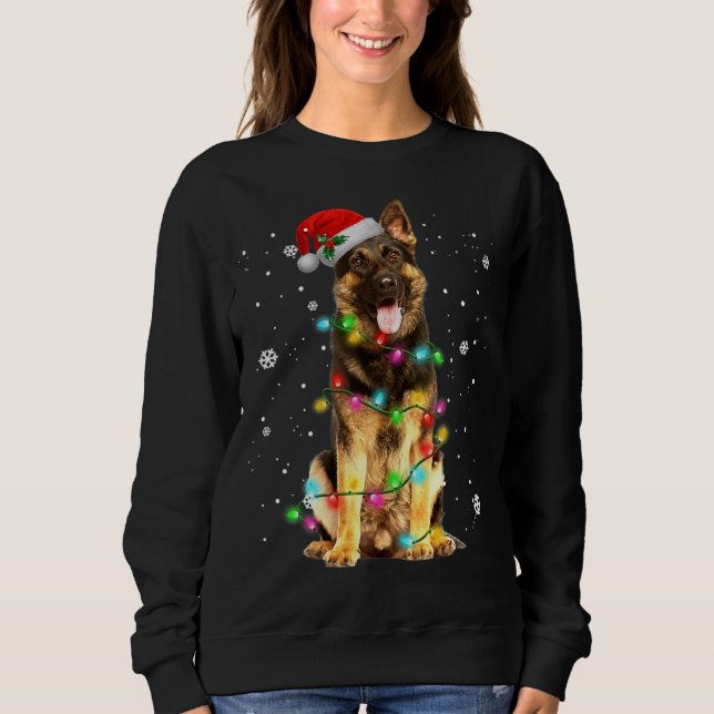 German Shepherd Dog Tree Christmas Sweater Xmas Do Sweatshirt (Vorderseite)