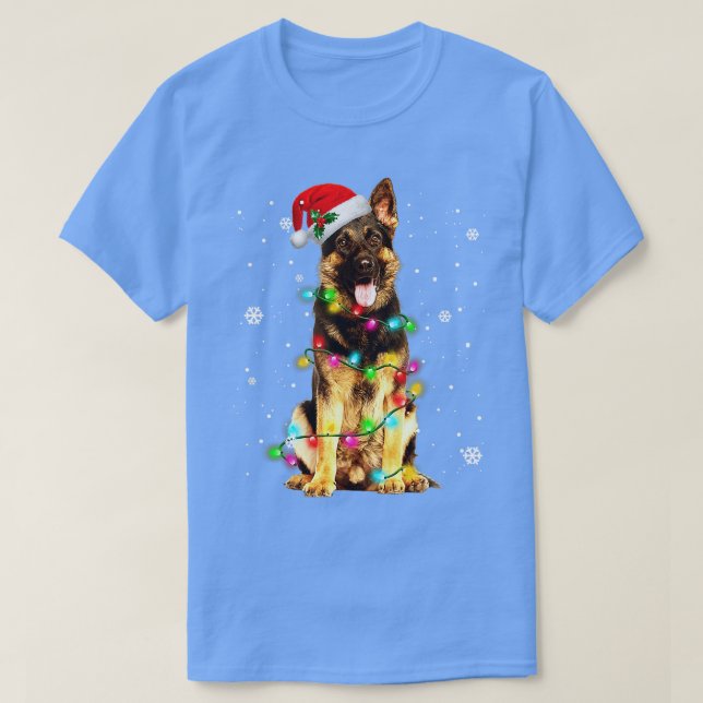 German Shepherd Dog Tree Christmas Sweater Xmas Do T-Shirt (Design vorne)