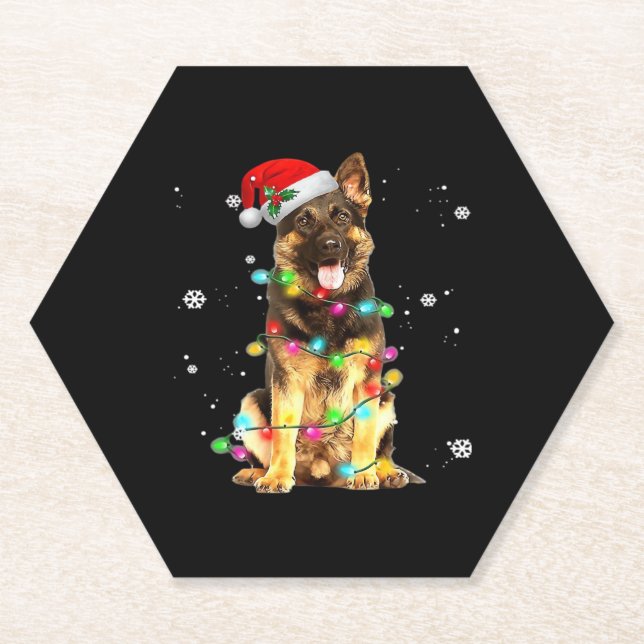 German Shepherd Dog Tree Christmas Sweater Xmas Do Untersetzer (Vorderseite)