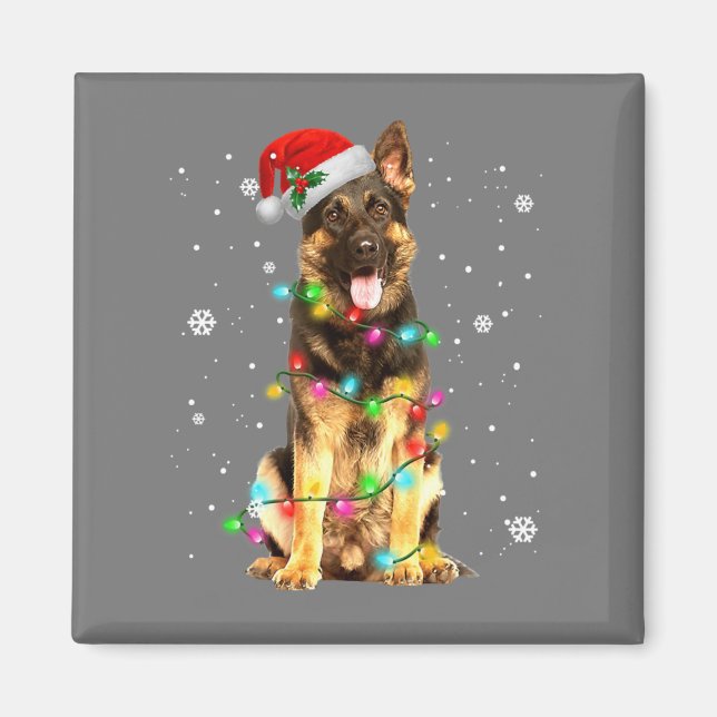 German Shepherd Dog Tree Christmas Sweater Xmas Magnet (Vorne)