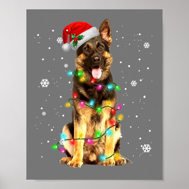 German Shepherd Dog Tree Christmas Sweater Xmas Poster (Vorne)