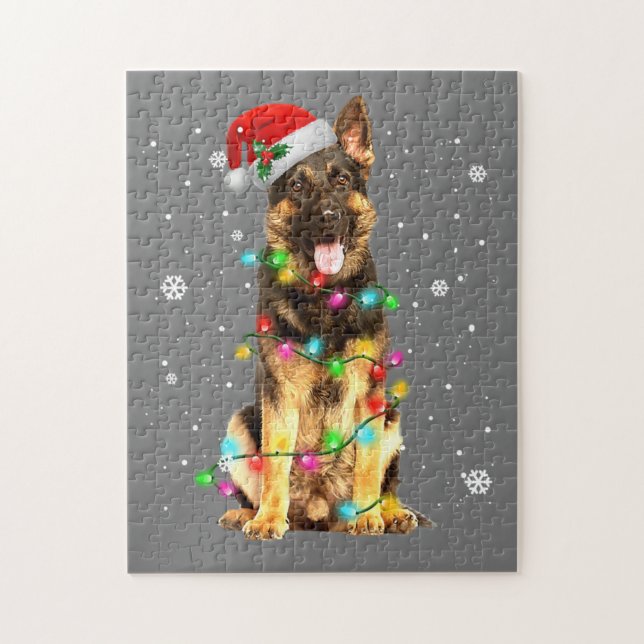 German Shepherd Dog Tree Christmas Sweater Xmas Puzzle (Vertikal)