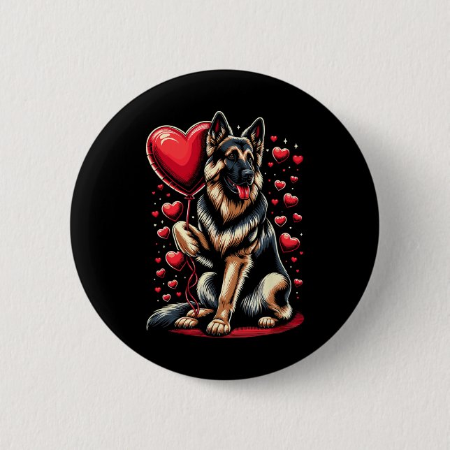 German Shepherd Dog Valentine's Day Dog Owner Vale Button (Vorderseite)
