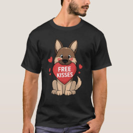 German Shepherd Dog Valentinstag Free Kisses T-Shirt