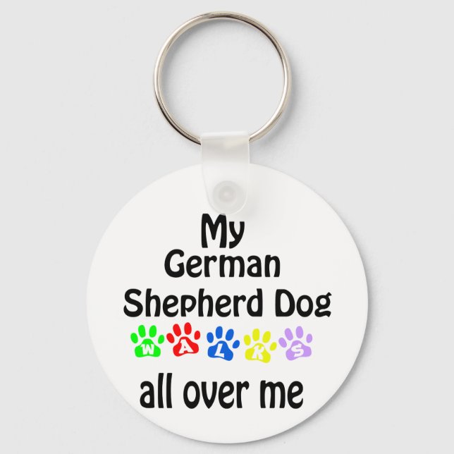 German Shepherd Dog Walks Design Schlüsselanhänger (Vorderseite)