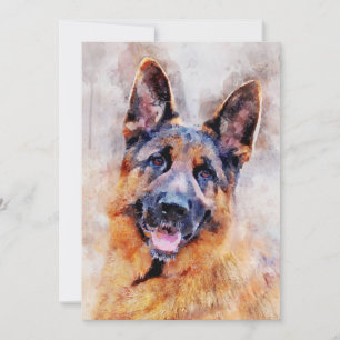 German Shepherd Dog Watercolor Portrait 01 Dankeskarte