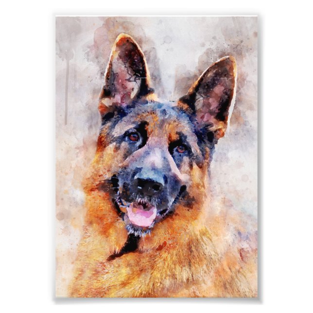 German Shepherd Dog Watercolor Portrait 01 Fotodruck
