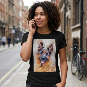 German Shepherd Dog Watercolor Portrait 01 T-Shirt