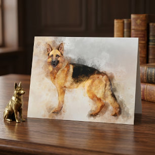 German Shepherd Dog Watercolor Portrait 02 Dankeskarte
