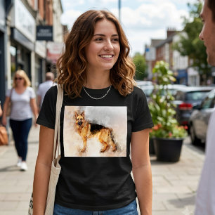 German Shepherd Dog Watercolor Portrait 02 T-Shirt