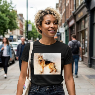 German Shepherd Dog Watercolor Portrait 02 T-Shirt