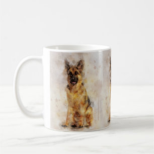 German Shepherd Dog Watercolor Portrait 03 Kaffeetasse