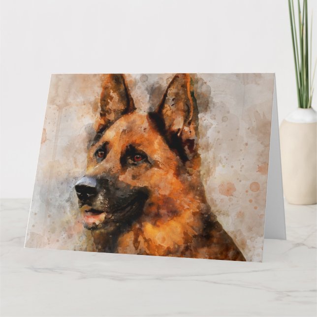 German Shepherd Dog Watercolor Portrait 04 Dankeskarte (Vorderseite)