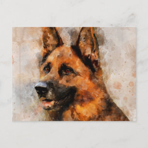German Shepherd Dog Watercolor Portrait 04 Postkarte