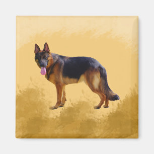 German Shepherd Dog Watercolor Portrait Magnet
