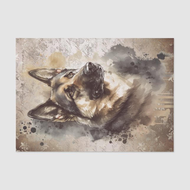 German Shepherd Dog Watercolor Seidenpapier (Vorderseite)