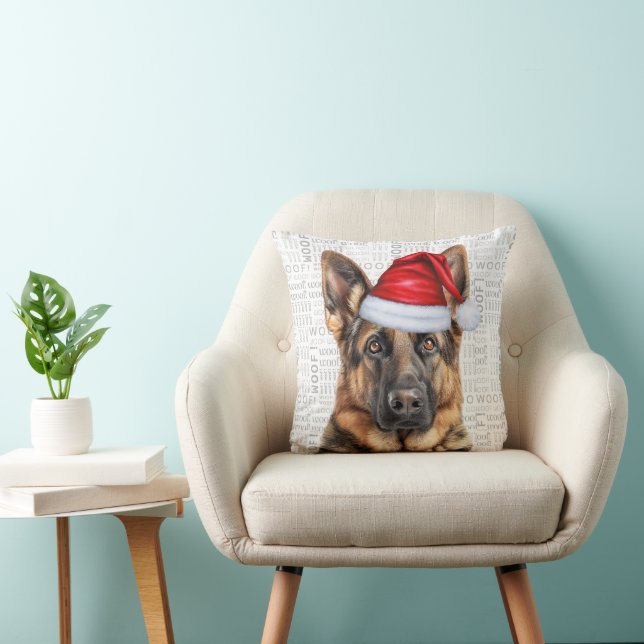 German Shepherd Dog Watercolor Woof Christmas Kissen (Stuhl )