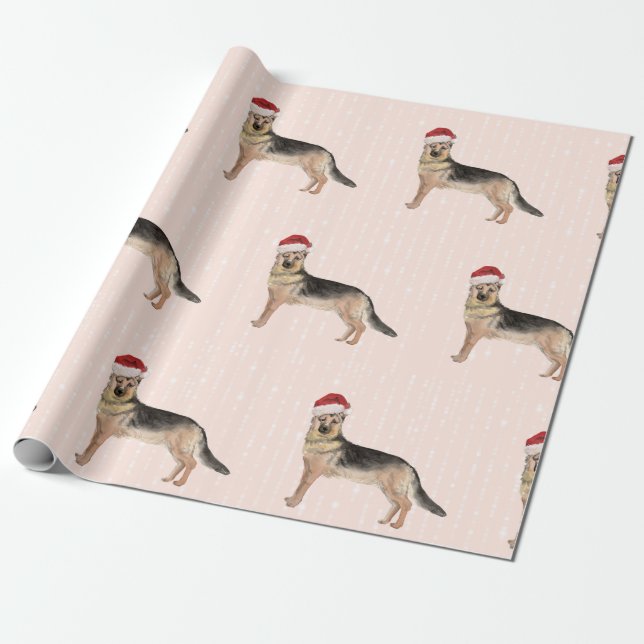 German Shepherd Dog Weihnachts-Weihnachtsmannmütze Geschenkpapier (Ungerollt)