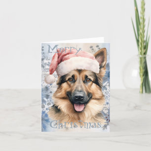 German Shepherd Dog Winter Christmas Watercolor Feiertagskarte
