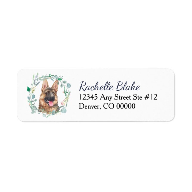 German Shepherd Dog Wreath Return Address (Vorne)