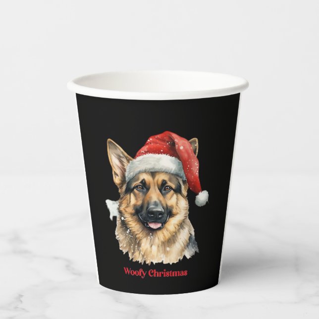 German Shepherd Dog Xmas Weihnachtsgeschenke Ideen Pappbecher (Vorderseite)