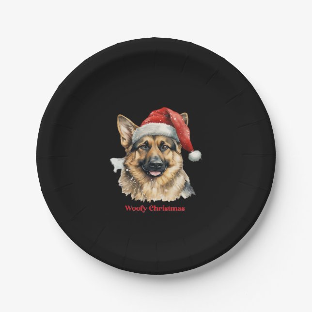 German Shepherd Dog Xmas Weihnachtsgeschenke Ideen Pappteller (Vorderseite)