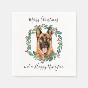 German Shepherd Elegant Dog Frohe Weihnachten Serviette