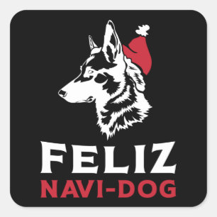 German Shepherd Feliz Navi-Dog Hunde Vintag Funny Quadratischer Aufkleber