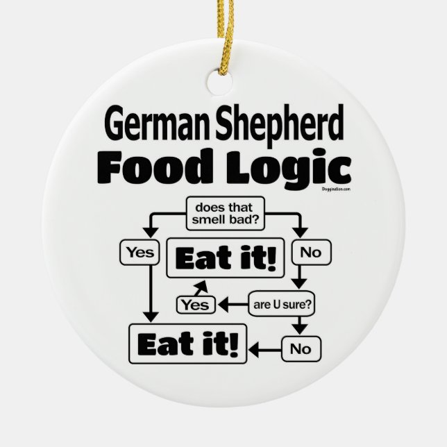 German Shepherd Food Logic Keramik Ornament (Vorne)
