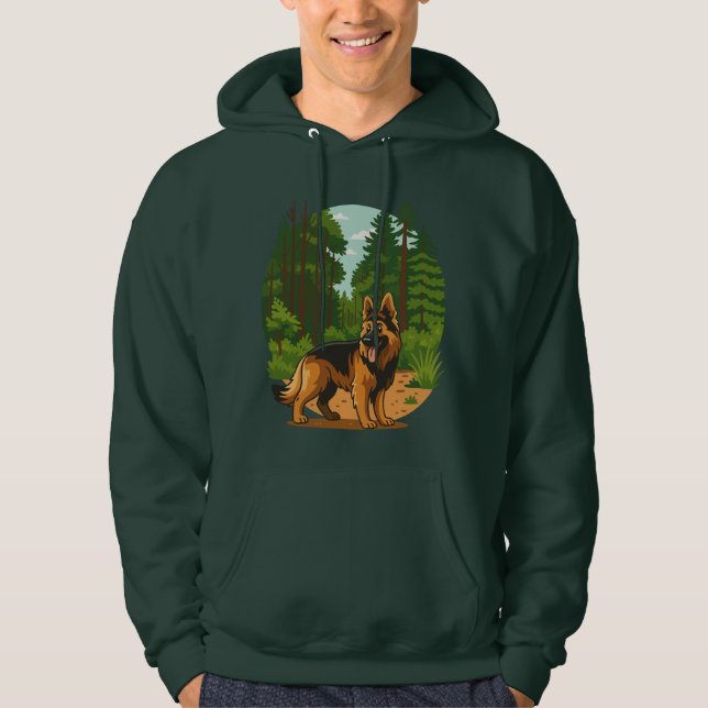 German Shepherd Forest Adventure Dog  Hoodie (Vorderseite)