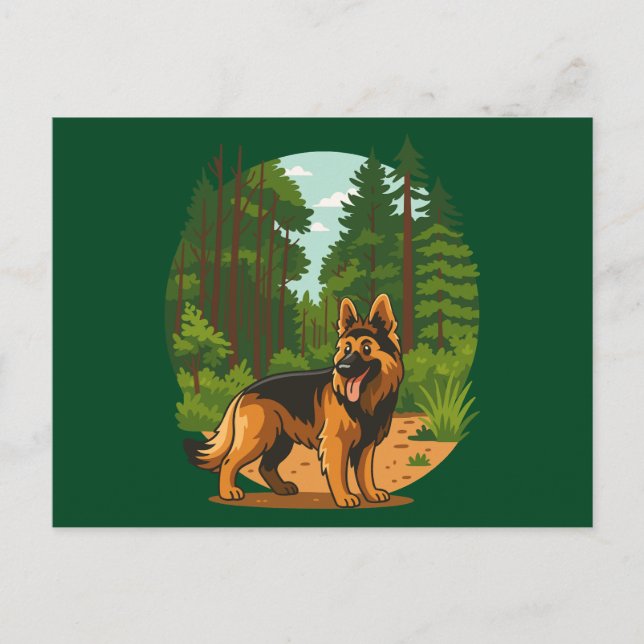 German Shepherd Forest Adventure Dog  Postkarte (Vorderseite)
