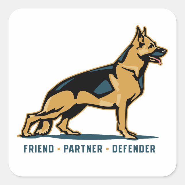 German Shepherd Friend Quadratischer Aufkleber (Vorderseite)