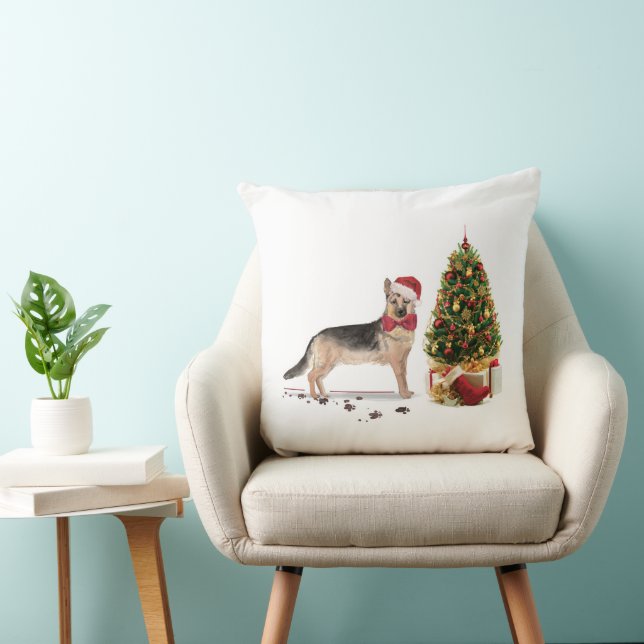 German Shepherd Funny Christmas Dog mit Baum Kissen (Stuhl )