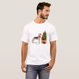 German Shepherd Funny Christmas Dog mit Baum T-Shirt