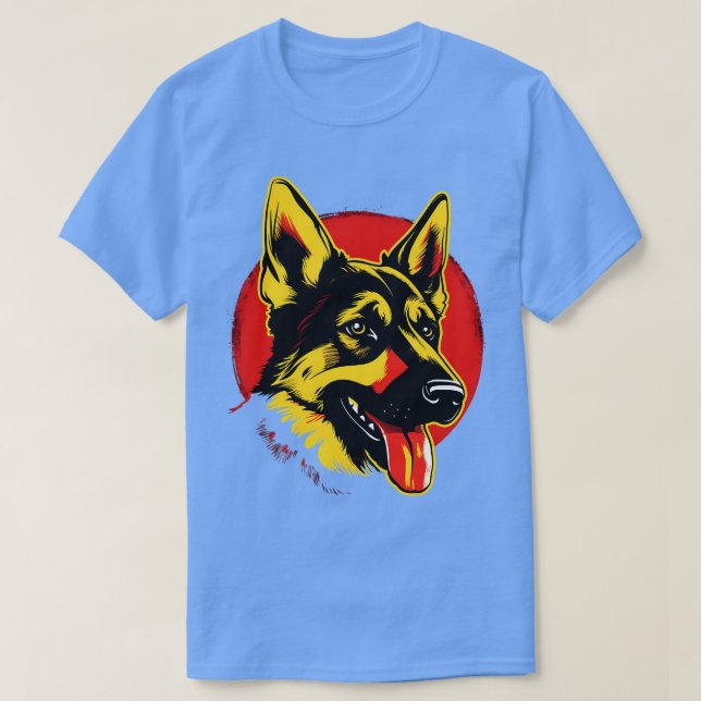 German Shepherd GSD Art Sunset Red Yellow T-Shirt (Design vorne)