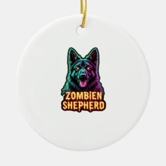 German Shepherd GSD Shep Zombie Dog Halloween Esse Keramik Ornament