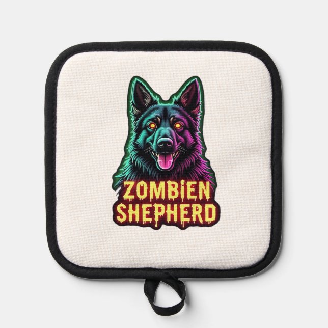 German Shepherd GSD Shep Zombie Dog Halloween Esse Topflappen (Vorderseite)