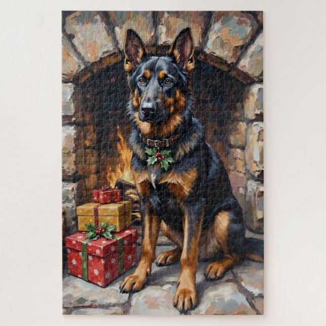 German Shepherd Guardian of Christmas Gifts Puzzle (Vertikal)