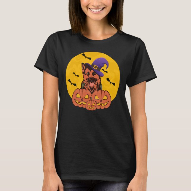 German Shepherd Halloween Pumpkin T-Shirt (Vorderseite)