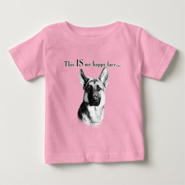 German Shepherd Happy Face Baby T-shirt (Vorderseite)