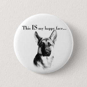 German Shepherd Happy Face Button