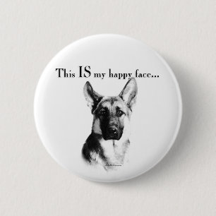 German Shepherd Happy Face Button