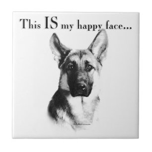 German Shepherd Happy Face Fliese