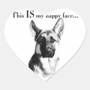 German Shepherd Happy Face Herz-Aufkleber