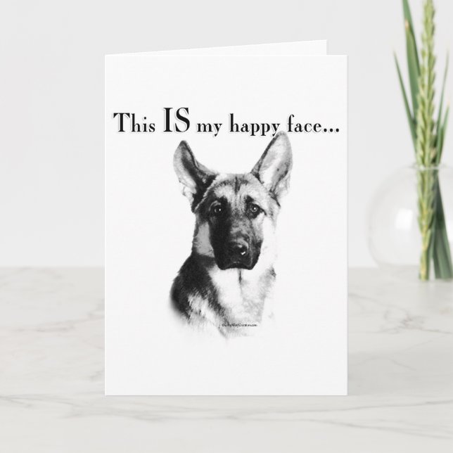 German Shepherd Happy Face Karte (Vorderseite)
