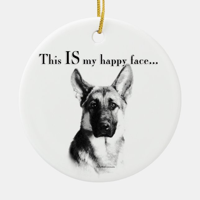 German Shepherd Happy Face Keramik Ornament (Vorne)
